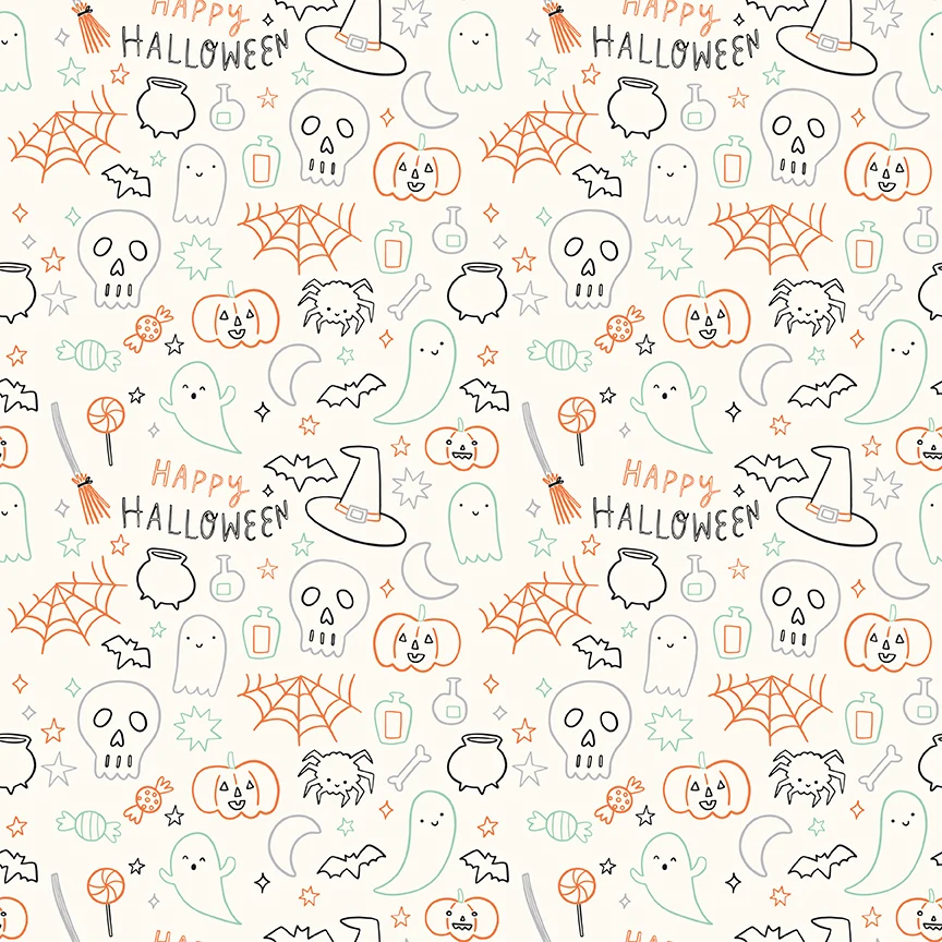 Frank and Friends HALLOWEEN ICONS CLOUD C17476-CLOUD Fabric Yardage