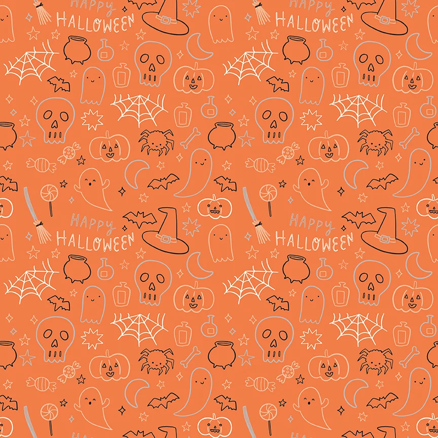 Frank and Friends HALLOWEEN ICONS ORANGE C17476-ORANGE Fabric Yardage