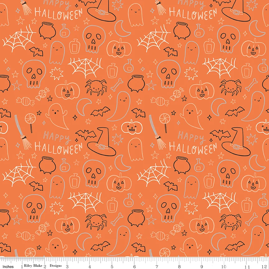 Frank and Friends HALLOWEEN ICONS ORANGE C17476-ORANGE Fabric Yardage - Image 2
