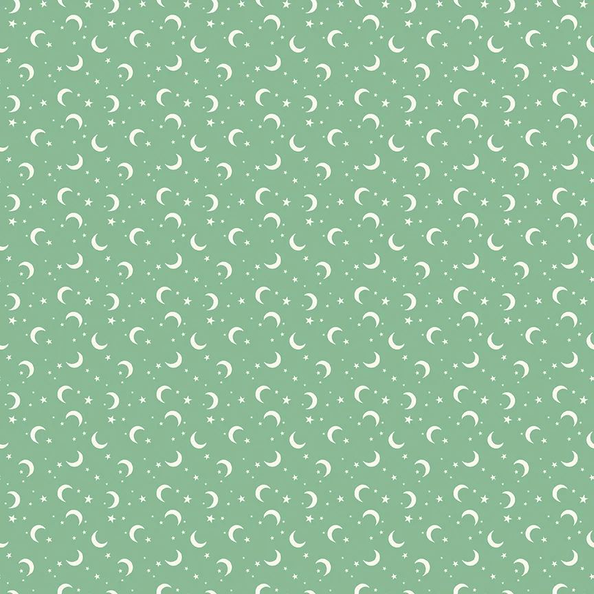 Frank and Friends MOONS & STARS GREEN C17477-GREEN Fabric Yardage