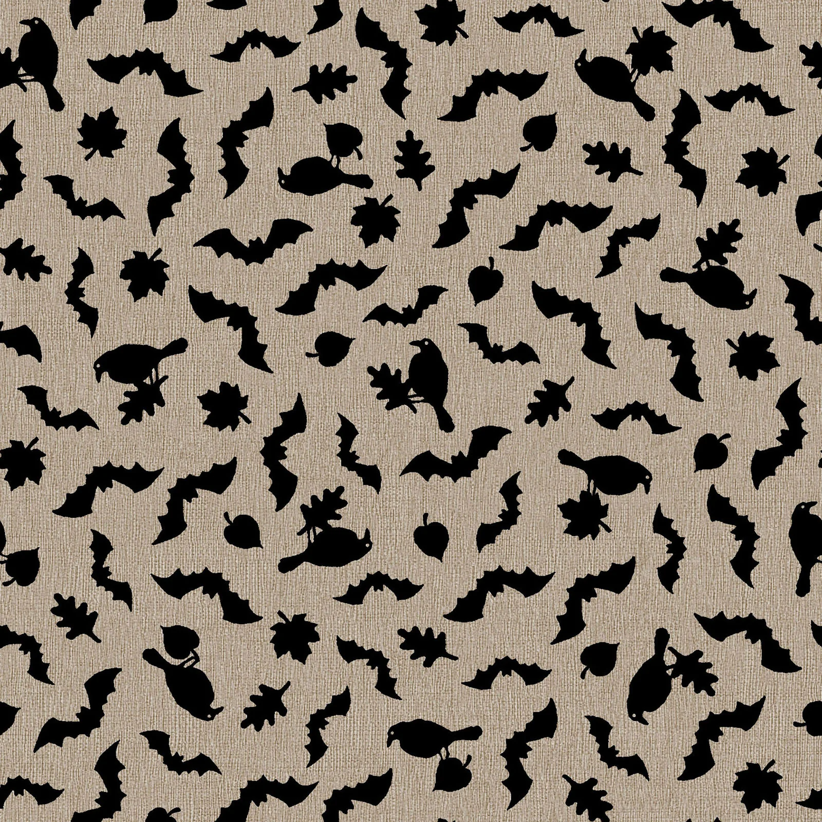 Maywood Studios Pumpkin Grove BATS AND CROWS TAN/BLACK MAS11185-TJ Fabric Yardage