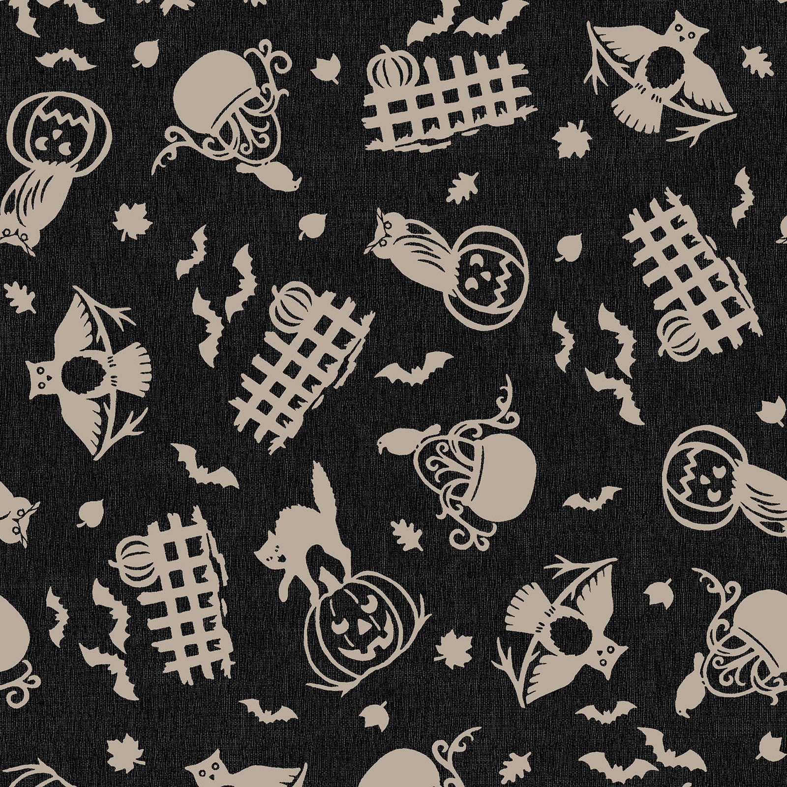 Maywood Studios Pumpkin Grove SPOOKY FENCES BLACK/TAN MAS11181-JT Fabric Yardage