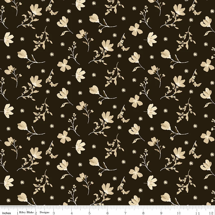 Riley Blake Morning Latte Floral Espresso C16921-ESPRESSO Fabric Yardage - Image 2