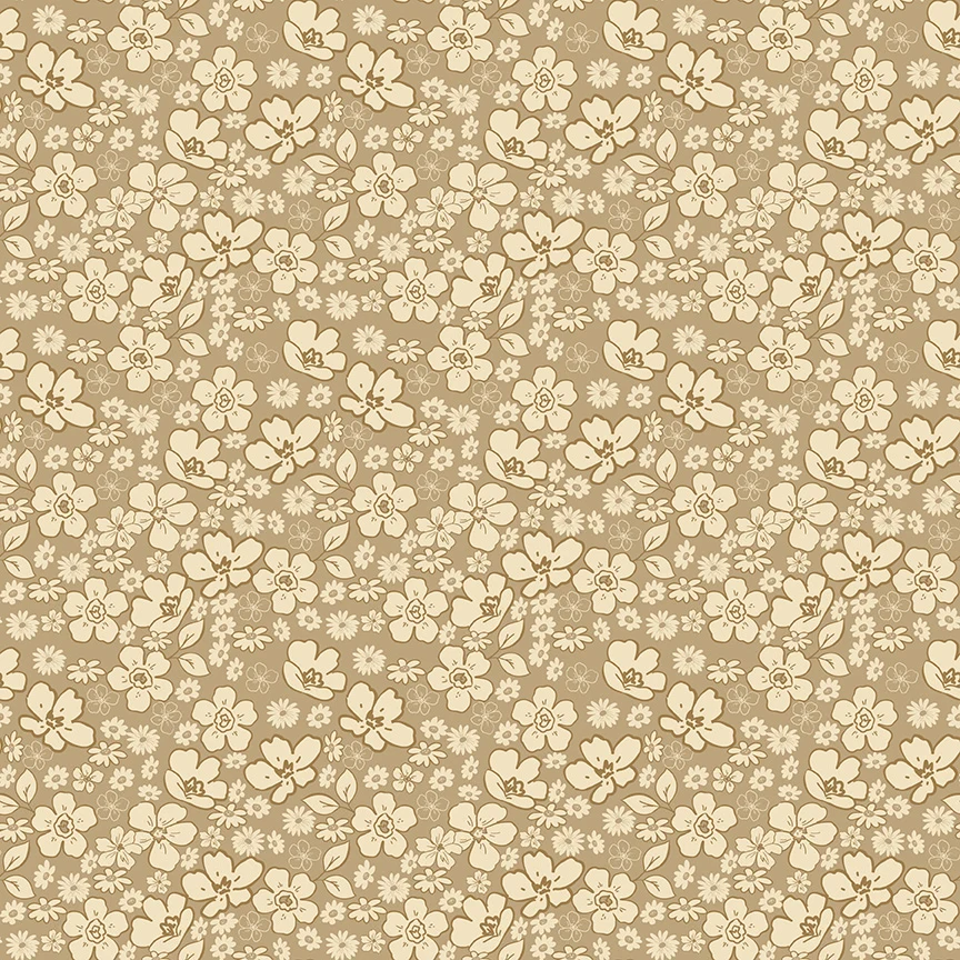 Riley Blake Morning Latte Tonal Floral Camel C16923-CAMEL Fabric Yardage