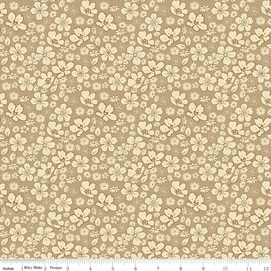 Riley Blake Morning Latte Tonal Floral Camel C16923-CAMEL Fabric Yardage - Image 2