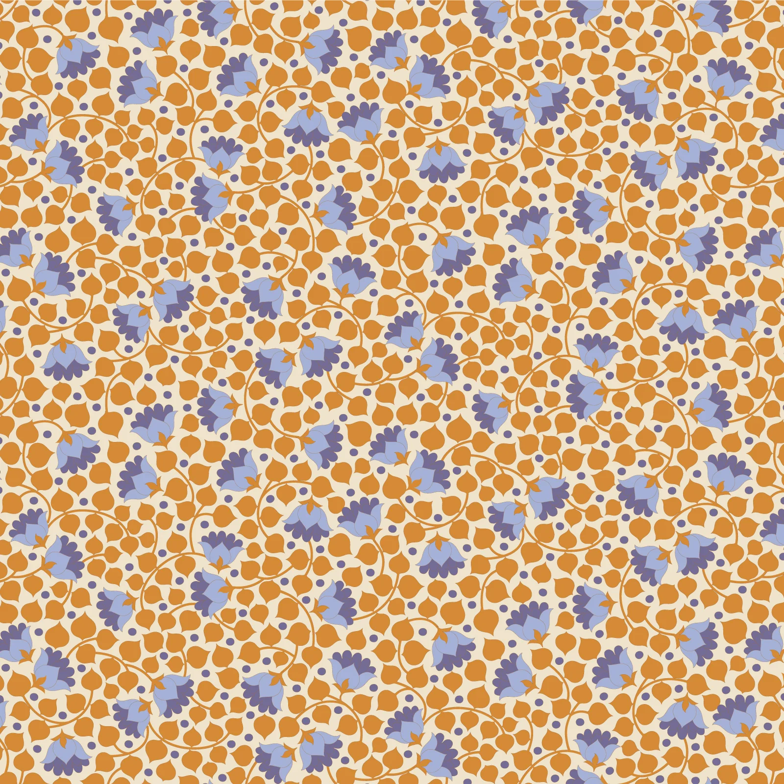 Tilda Wallflower Blender Bellflower Mustard TIL110136 Fabric Yardage
