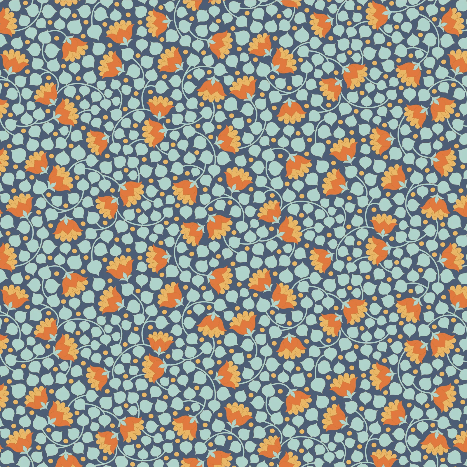 Tilda Wallflower Blender Bellflower Prussian TIL110133 Fabric Yardage